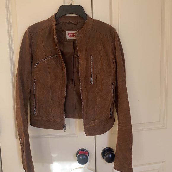 Anthropologie Levi’s leather brown Moto jacket Xs NWOT - Picture 6 of 6